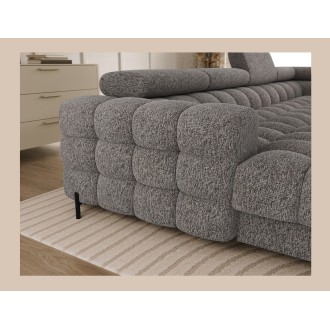 Canapé panoramique convertible Gris chiné angle droit FERARIA 358x93x202cm 