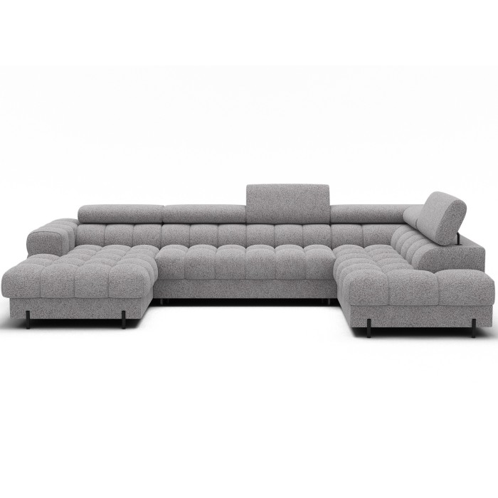Canapé panoramique convertible Gris chiné clair angle droit FERARIA 358x93x202cm 