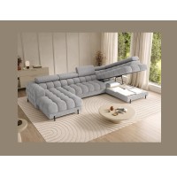 Canapé panoramique convertible Gris chiné clair angle droit FERARIA 358x93x202cm 
