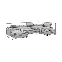 Canapé panoramique convertible Gris chiné clair angle droit FERARIA 358x93x202cm 