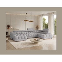 Canapé panoramique convertible Gris chiné clair angle droit FERARIA 358x93x202cm 
