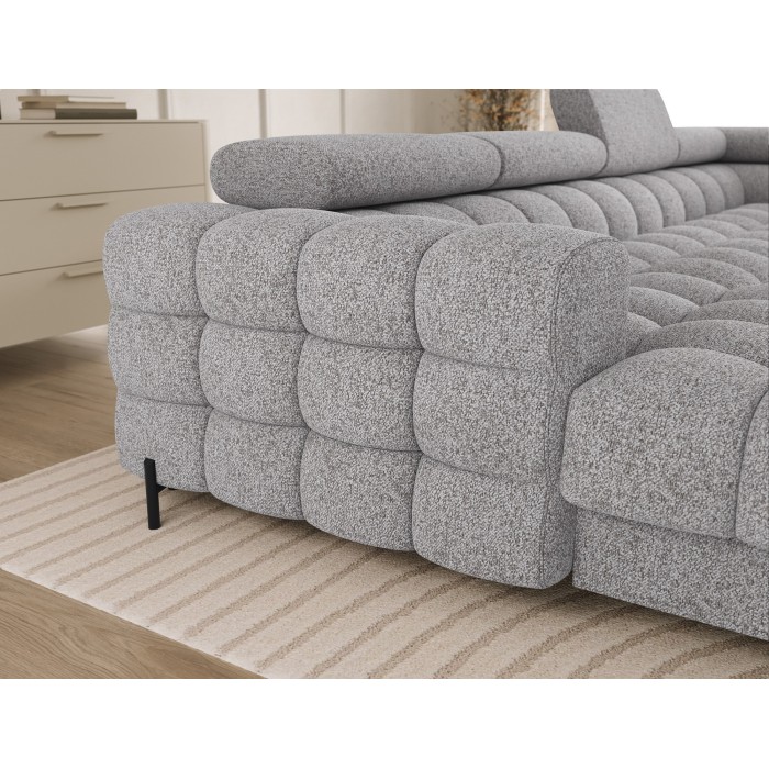 Canapé panoramique convertible Gris chiné clair angle droit FERARIA 358x93x202cm 
