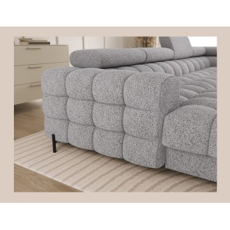 Canapé panoramique convertible Gris chiné clair angle droit FERARIA 358x93x202cm 