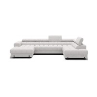 Canapé panoramique convertible Blanc angle droit FERARIA 358x93x202cm 
