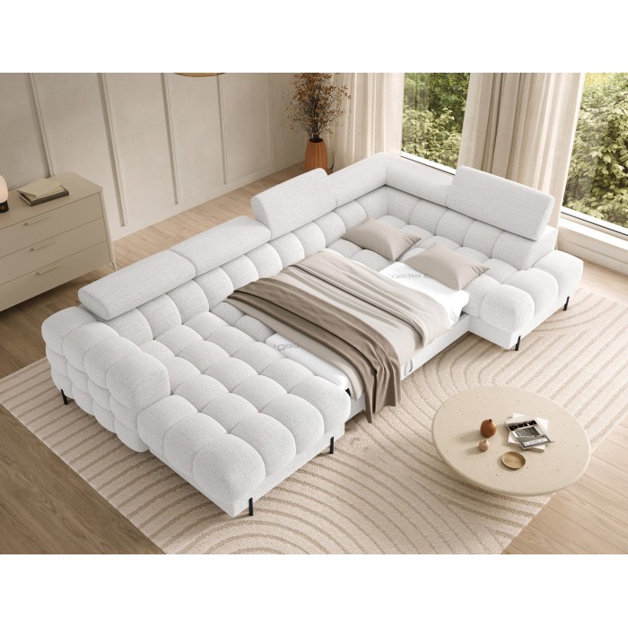 Canapé panoramique convertible Blanc angle droit FERARIA 358x93x202cm 