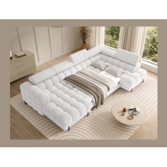 Canapé panoramique convertible Blanc angle droit FERARIA 358x93x202cm 