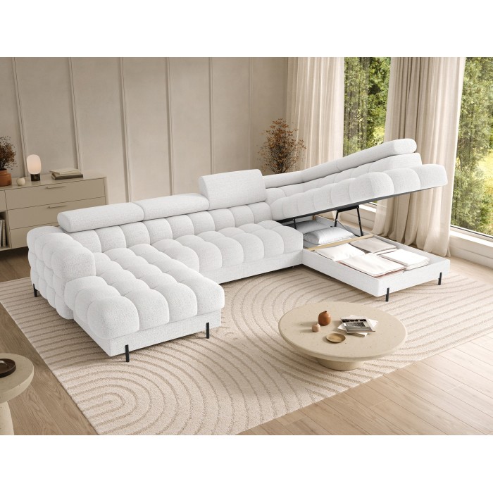 Canapé panoramique convertible Blanc angle droit FERARIA 358x93x202cm 