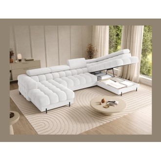 Canapé panoramique convertible Blanc angle droit FERARIA 358x93x202cm 