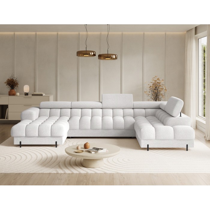 Canapé panoramique convertible Blanc angle droit FERARIA 358x93x202cm 