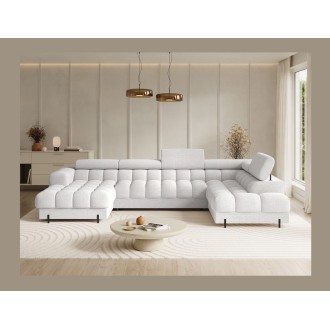 Canapé panoramique convertible Blanc angle droit FERARIA 358x93x202cm 
