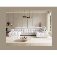 Canapé panoramique convertible Blanc angle droit FERARIA 358x93x202cm 