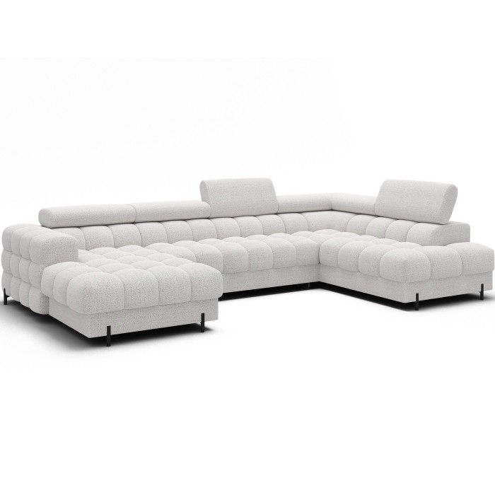 Canapé panoramique convertible Blanc angle droit FERARIA 358x93x202cm 