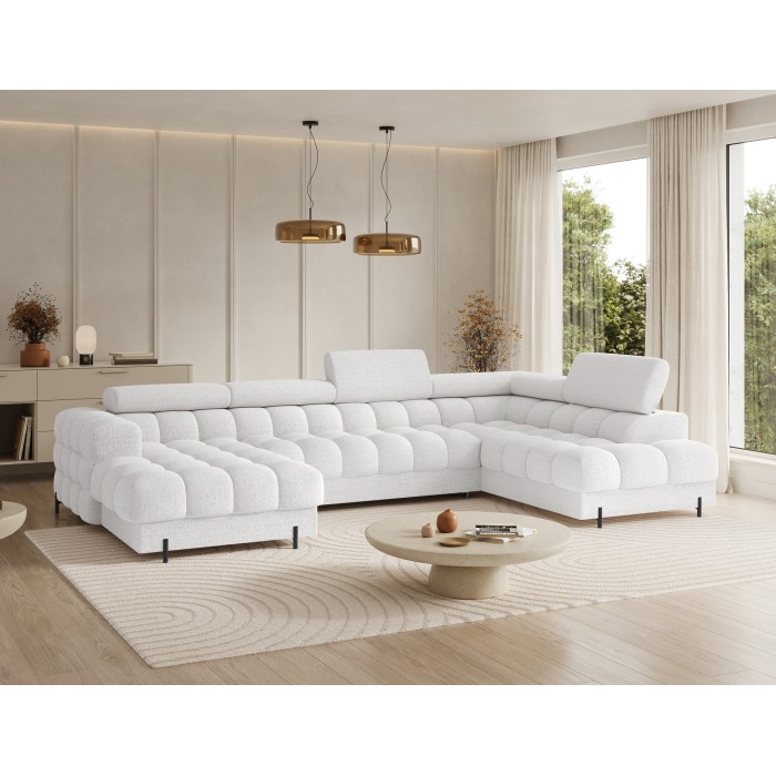 Canapé panoramique convertible Blanc angle droit FERARIA 358x93x202cm 