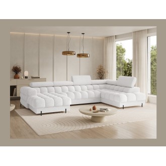 Canapé panoramique convertible Blanc angle droit FERARIA 358x93x202cm 