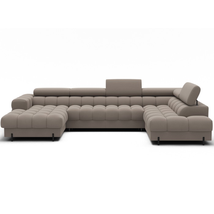 Canapé panoramique convertible Beige angle droit FERARIA 358x93x202cm 