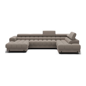 Canapé panoramique convertible Beige angle droit FERARIA 358x93x202cm 