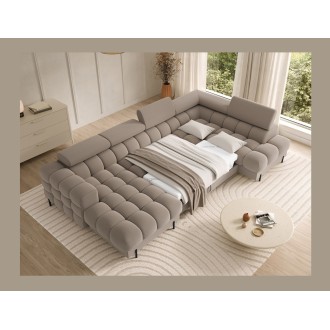 Canapé panoramique convertible Beige angle droit FERARIA 358x93x202cm 