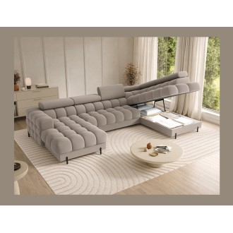 Canapé panoramique convertible Beige angle droit FERARIA 358x93x202cm 