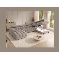 Canapé panoramique convertible Beige angle droit FERARIA 358x93x202cm 