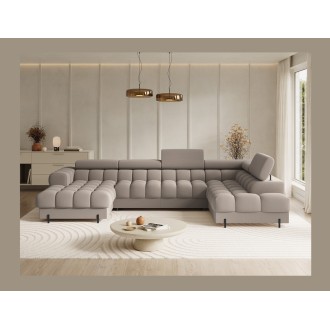 Canapé panoramique convertible Beige angle droit FERARIA 358x93x202cm 