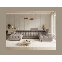 Canapé panoramique convertible Beige angle droit FERARIA 358x93x202cm 