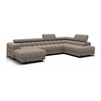 Canapé panoramique convertible Beige angle droit FERARIA 358x93x202cm 