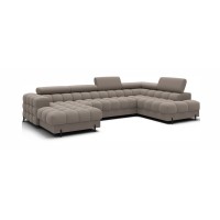 Canapé panoramique convertible Beige angle droit FERARIA 358x93x202cm 