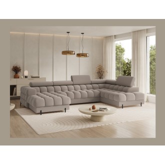 Canapé panoramique convertible Beige angle droit FERARIA 358x93x202cm 