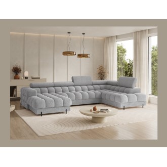 Canapé panoramique Gris chiné angle droit FERARIA salon contemporain 