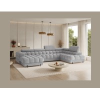Canapé panoramique Gris chiné angle droit FERARIA salon contemporain 