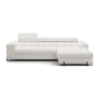Canapé d'angle droit convertible Blanc style épuré 285x99x181cm FILTRO 