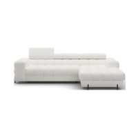Canapé d'angle droit convertible Blanc style épuré 285x99x181cm FILTRO 