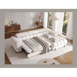Canapé d'angle droit convertible Blanc style épuré 285x99x181cm FILTRO 