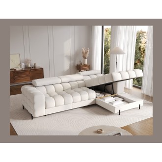 Canapé d'angle droit convertible Blanc style épuré 285x99x181cm FILTRO 