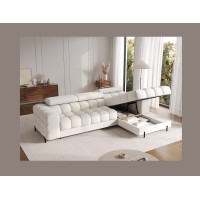 Canapé d'angle droit convertible Blanc style épuré 285x99x181cm FILTRO 