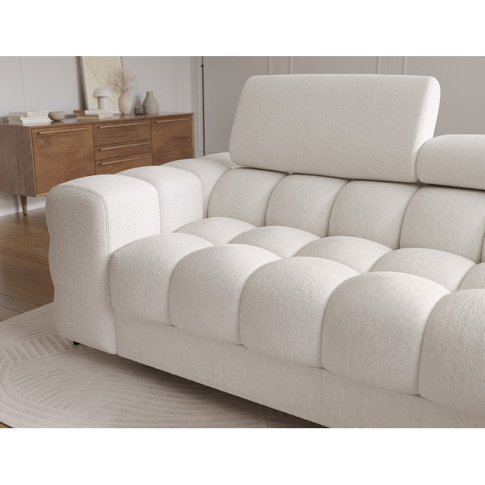 Canapé d'angle droit convertible Blanc style épuré 285x99x181cm FILTRO 