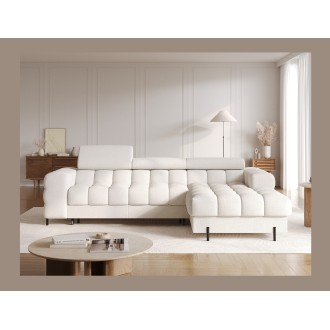 Canapé d'angle droit convertible Blanc style épuré 285x99x181cm FILTRO 