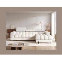 Canapé d'angle droit convertible Blanc style épuré 285x99x181cm FILTRO 