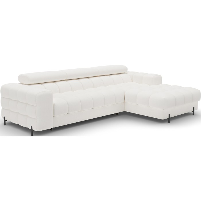Canapé d'angle droit convertible Blanc style épuré 285x99x181cm FILTRO 