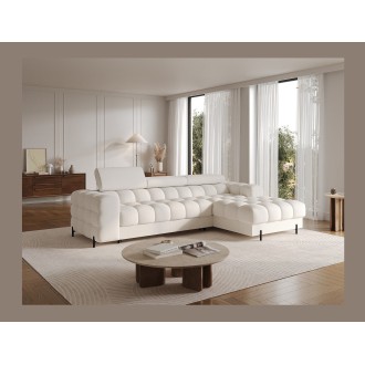 Canapé d'angle droit convertible Blanc style épuré 285x99x181cm FILTRO 