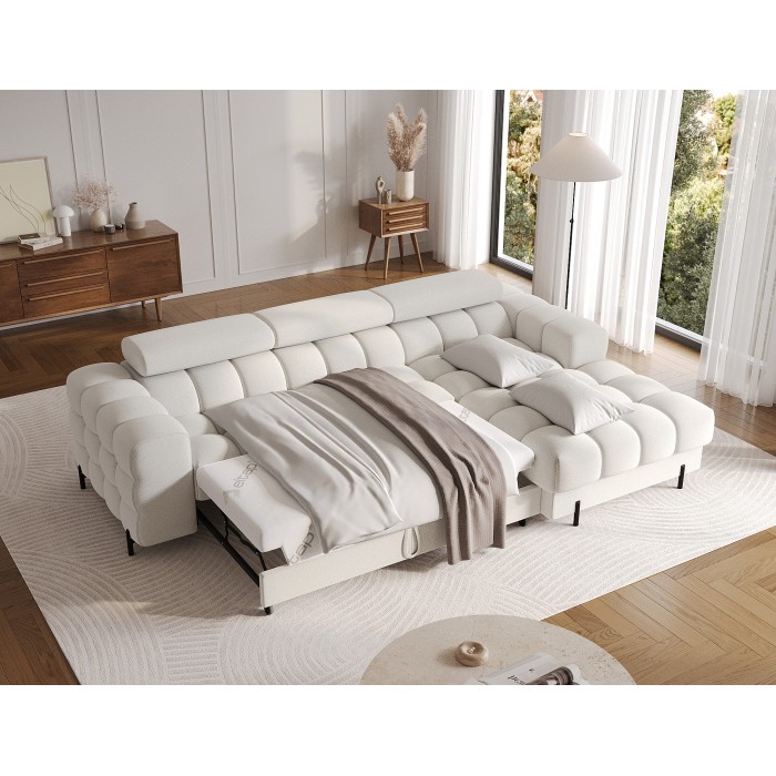 Canapé d'angle droit convertible Blanc allure contemporaine 285x99x181cm FILTRO 