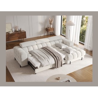 Canapé d'angle droit convertible Blanc allure contemporaine 285x99x181cm FILTRO 