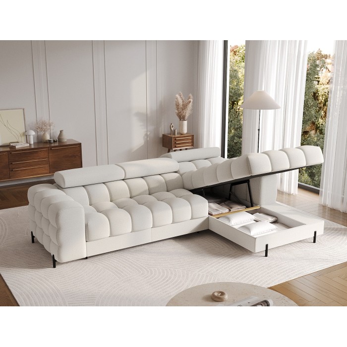 Canapé d'angle droit convertible Blanc allure contemporaine 285x99x181cm FILTRO 