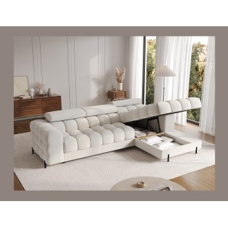 Canapé d'angle droit convertible Blanc allure contemporaine 285x99x181cm FILTRO 