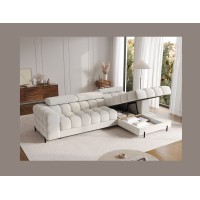 Canapé d'angle droit convertible Blanc allure contemporaine 285x99x181cm FILTRO 