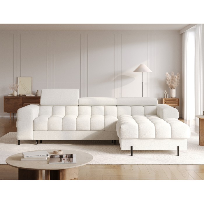 Canapé d'angle droit convertible Blanc allure contemporaine 285x99x181cm FILTRO 