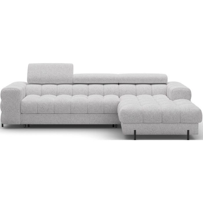 Canapé d'angle droit convertible Gris chiné ligne moderne 285x99x181cm FILTRO 