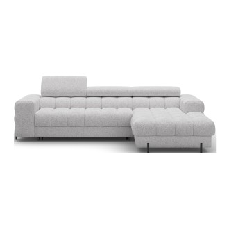 Canapé d'angle droit convertible Gris chiné ligne moderne 285x99x181cm FILTRO 