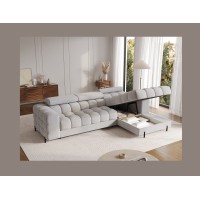 Canapé d'angle droit convertible Gris chiné ligne moderne 285x99x181cm FILTRO 