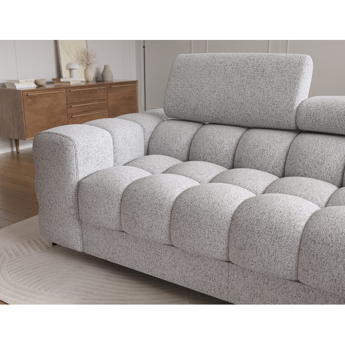 Canapé d'angle droit convertible Gris chiné ligne moderne 285x99x181cm FILTRO 